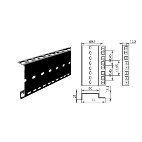 Profilé de rack double à trous carrés