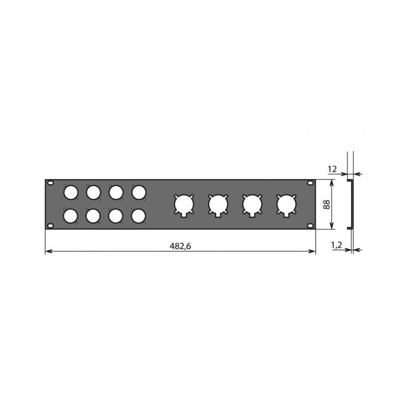 Panneau rackable 2U pour 8 XLR et 4 embases speakon