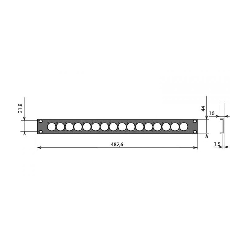 Panneau rackable 1U pour 16 XLR
