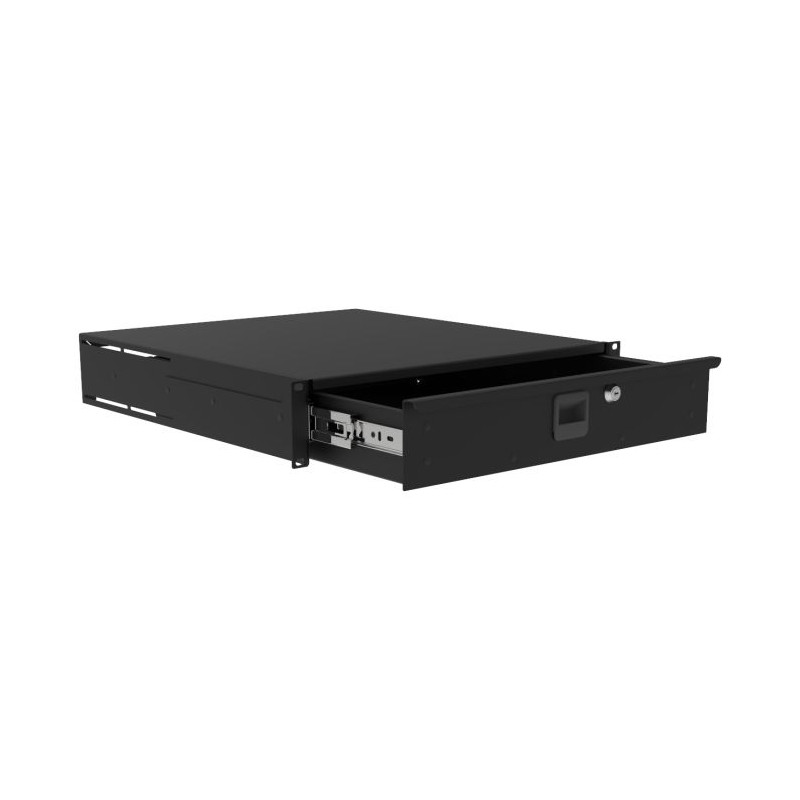 RK. TIROIR 19" 2U RENFORCE A CLE PROF. 475mm INT AVEC PASSAGE CABLE