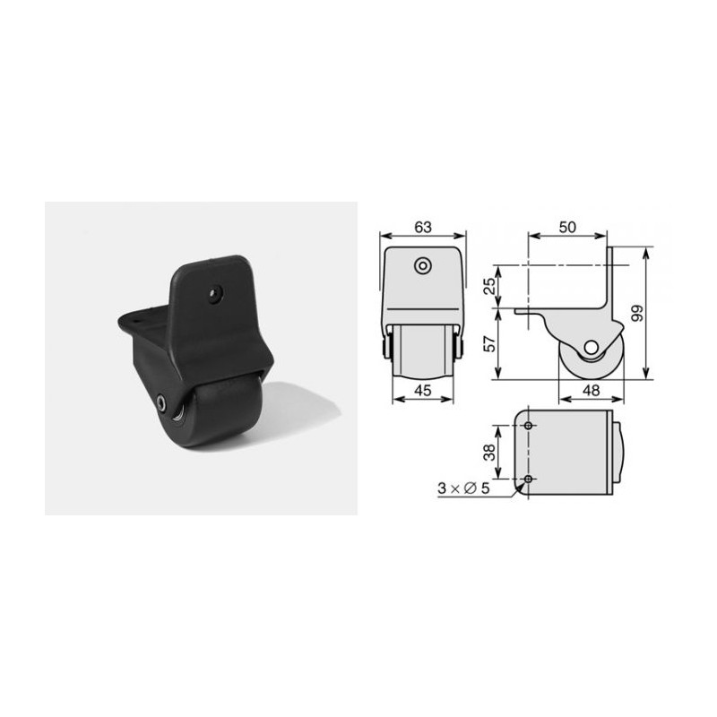 Roulette pour fixation d'angle diamètre 50mm