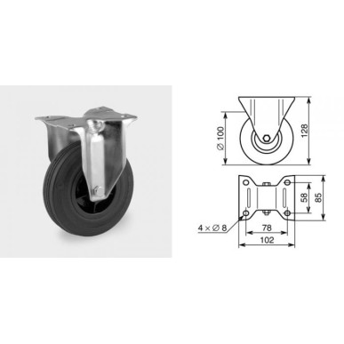 Roulette fixe diamètre 100mm