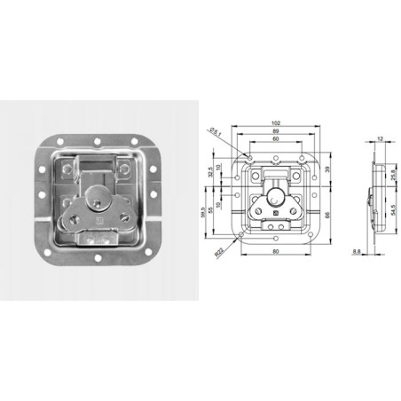 Fermeture papillon encastrée cuvette 12mm
