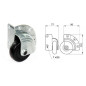 Roulette pour fixation d'angle externe diamètre 75mm Roulette pour fixation d'angle externe diamètre 75mm