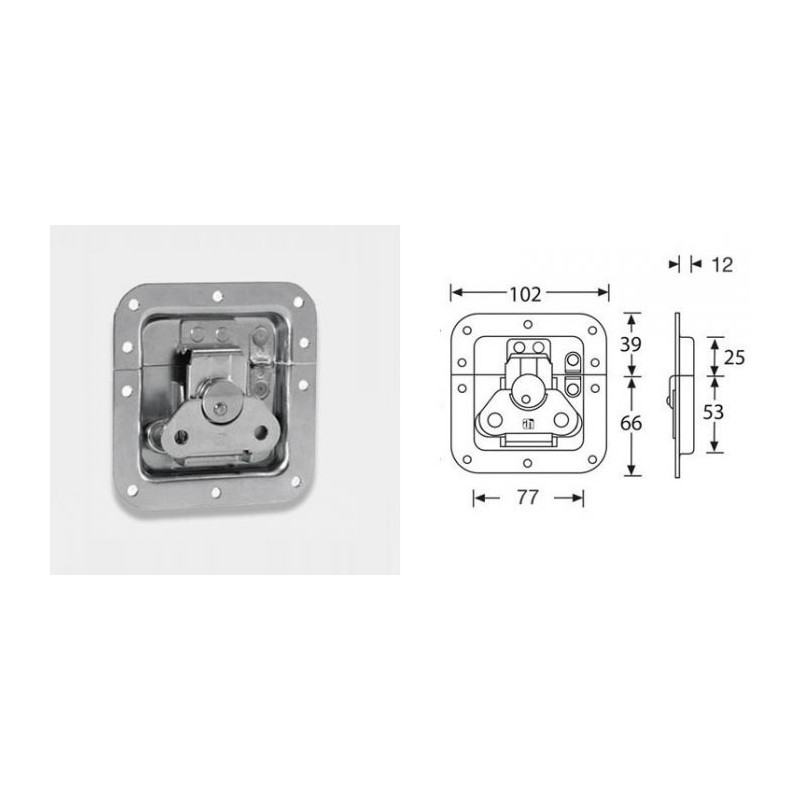 Fermeture papillon encastrée avec ressort cuvette 12mm Fermeture papillon encastrée avec ressort cuvette 12mm