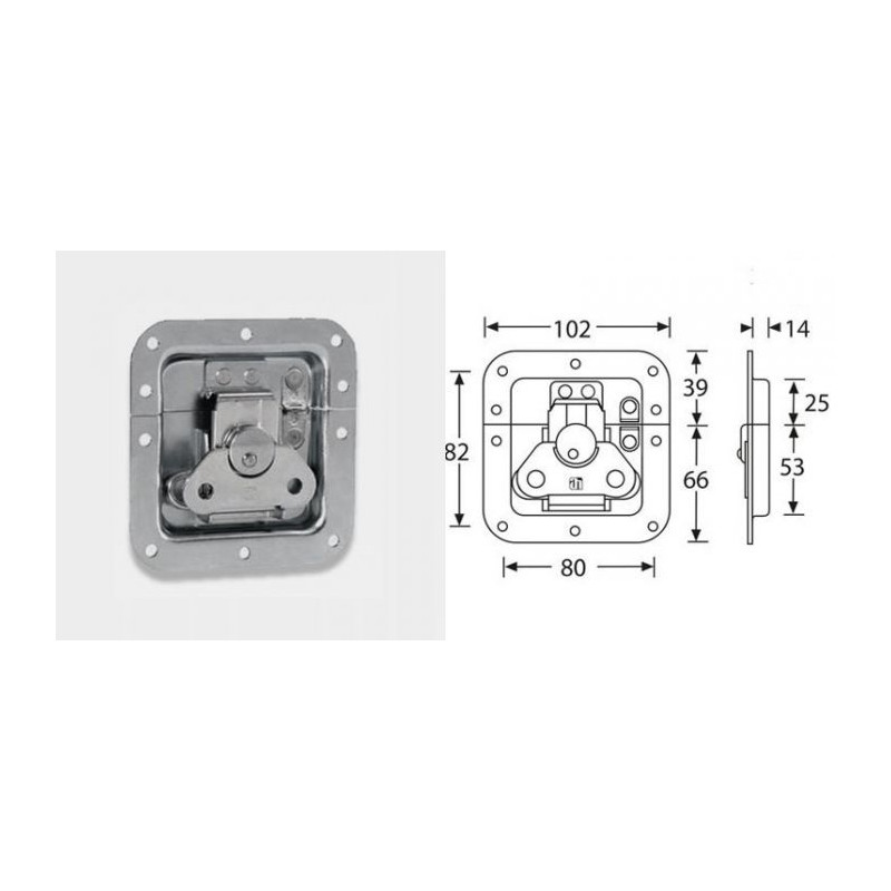Fermeture papillon encastrée cuvette 14mm avec ressort Fermeture papillon encastrée cuvette 14mm avec ressort