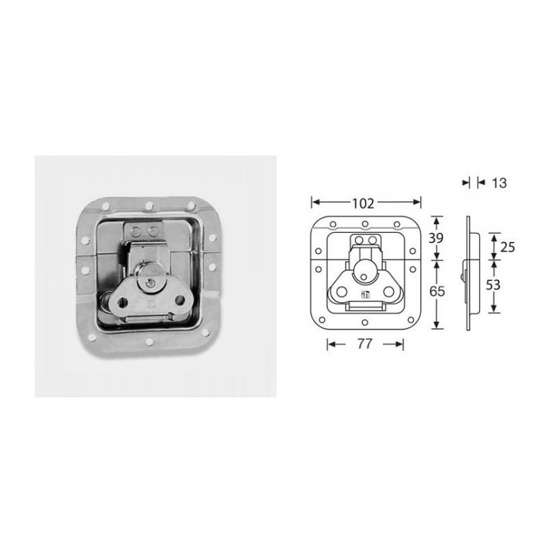 Fermeture papillon encastrée cuvette 14mm avec ressort Fermeture papillon encastrée cuvette 14mm avec ressort