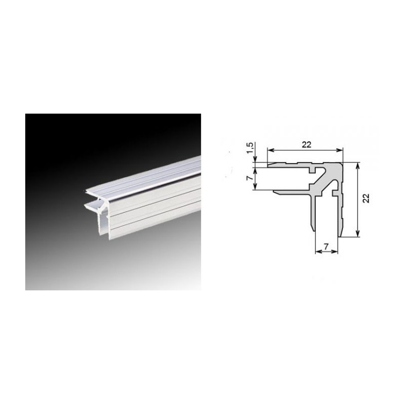 Cornière d'angle double 22 x 22 mm (le mètre) Cornière d'angle double 22 x 22 mm (le mètre)