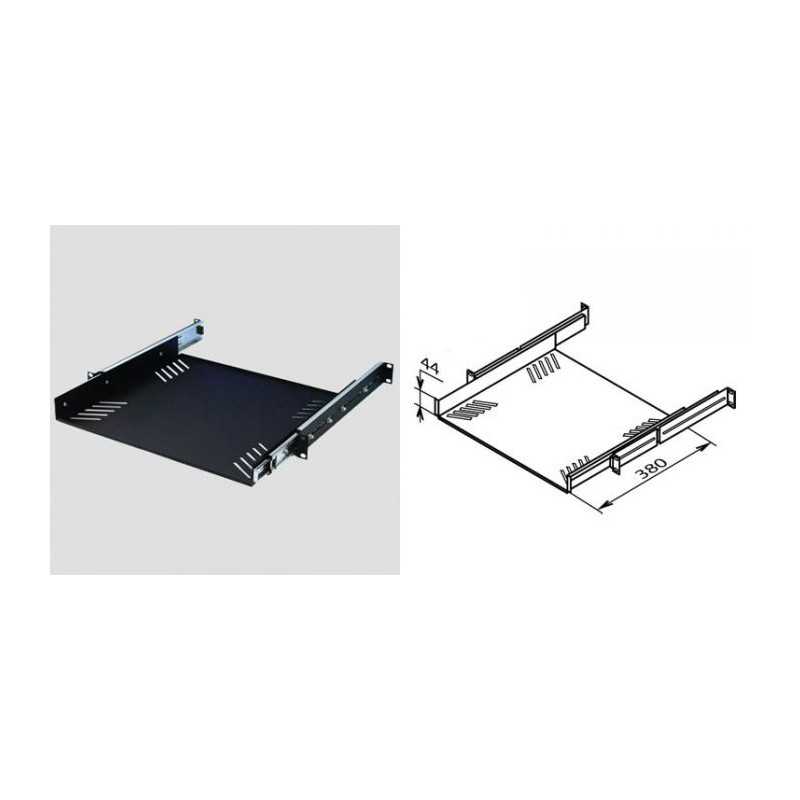 Etagère coulissante 1U prof. 380mm Etagère coulissante 1U prof. 380mm