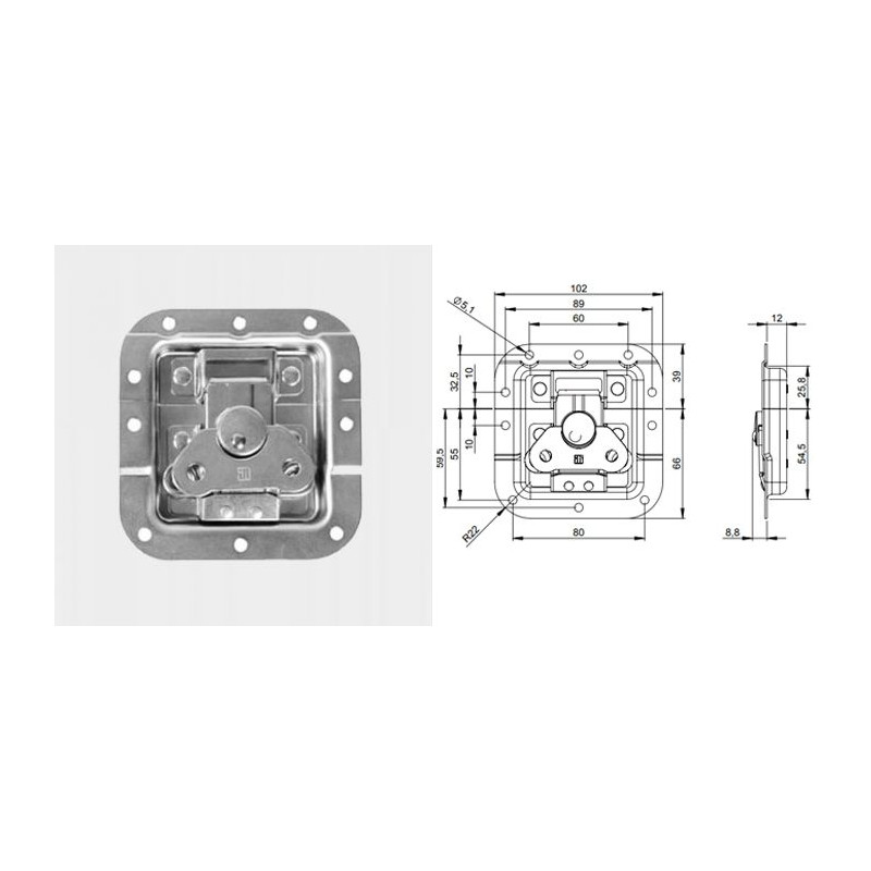 Fermeture papillon encastrée cuvette 12mm Fermeture papillon encastrée cuvette 12mm