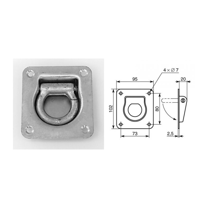 Anneau de levage encastré avec ressort de rappel 1020