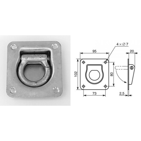 Anneau de levage encastré avec ressort de rappel 1020