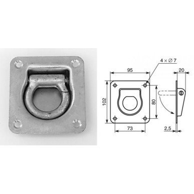 Anneau de levage encastré avec ressort de rappel 1020