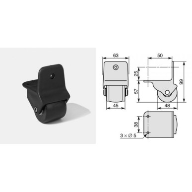 Roulette pour fixation d'angle diamètre 50mm