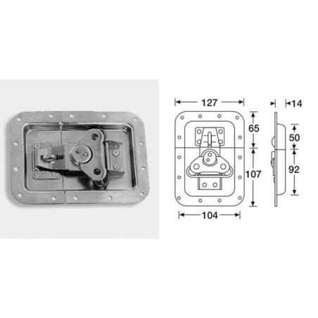 Fermeture papillon encastrée cadenassable cuvette 14mm