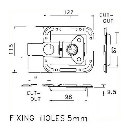 Fermeture papillon à lame rabattable sans keep noire