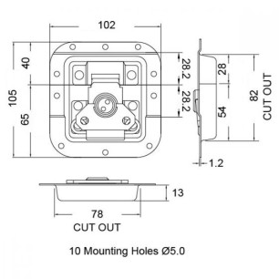 Fermeture papillon encastrée medium système MOL noire