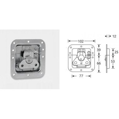 Fermeture papillon encastrée avec ressort cuvette 12mm