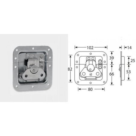 Fermeture papillon encastrée cuvette 14mm avec ressort