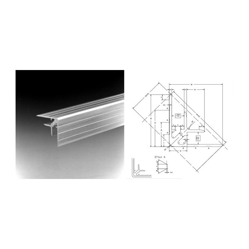 Cornière d'angle double 30 x 30 mm (le mètre) Cornière d'angle double 30 x 30 mm (le mètre)