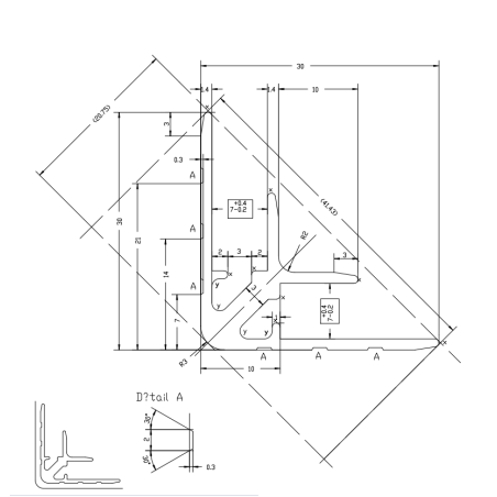 Cornière d'angle double 30 x 30 mm (le mètre)
