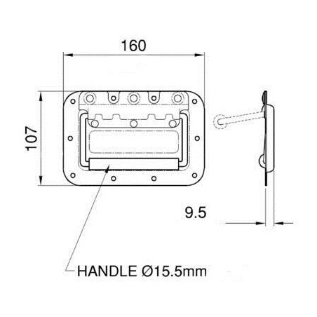 Poignée encastrée à ressort grip 19mm noire