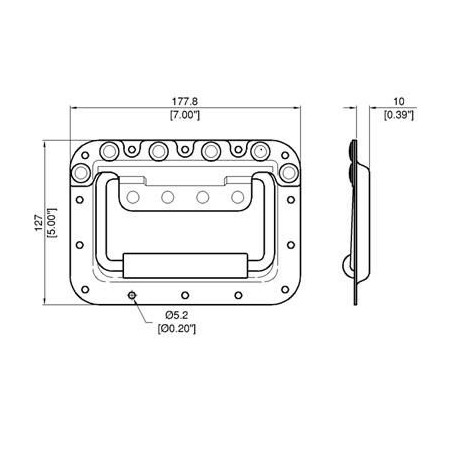 Poignée encastrée à ressort grand modèle noire
