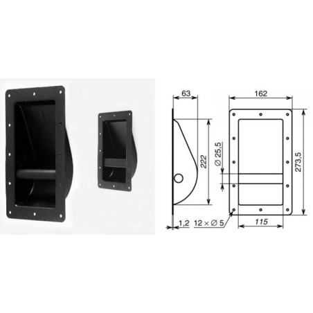 Grande poignée encastrée métal à barre