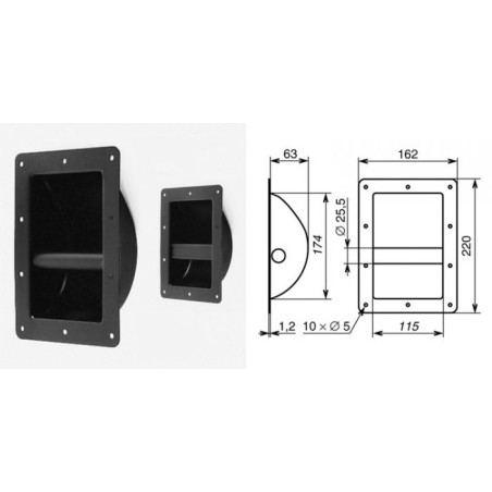 Moyenne poignée encastrée métal à barre