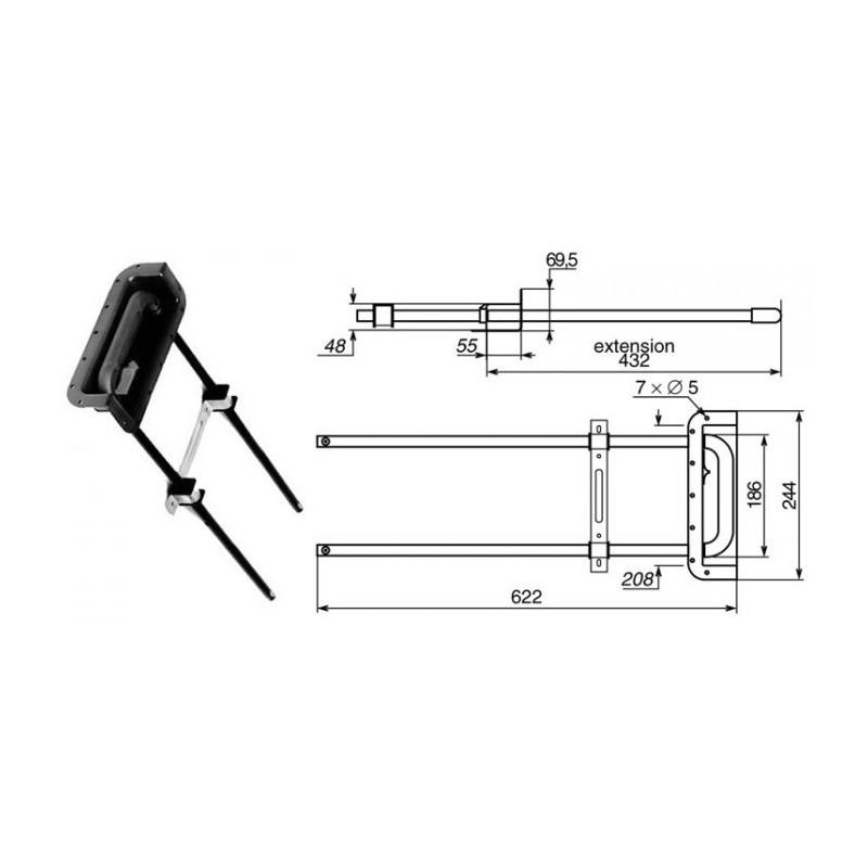 Poignée télescopique de surface 431mm