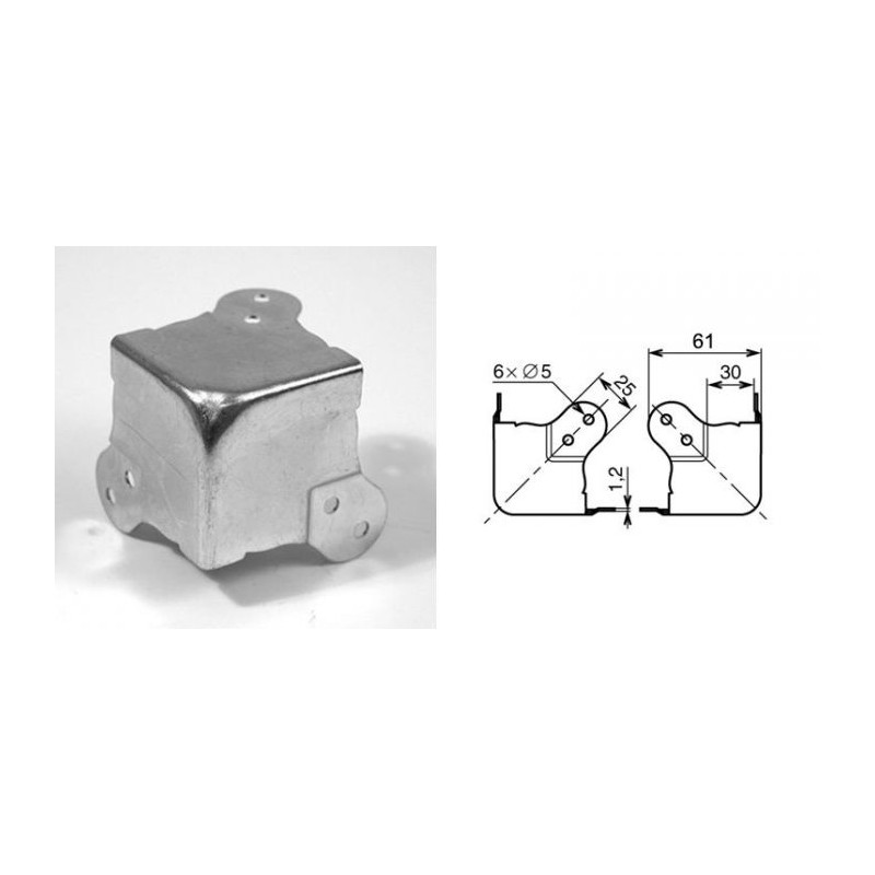 Coin plat 61mm passage 30 x 30 mm