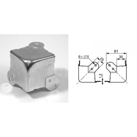 Coin plat 61mm passage 30 x 30 mm