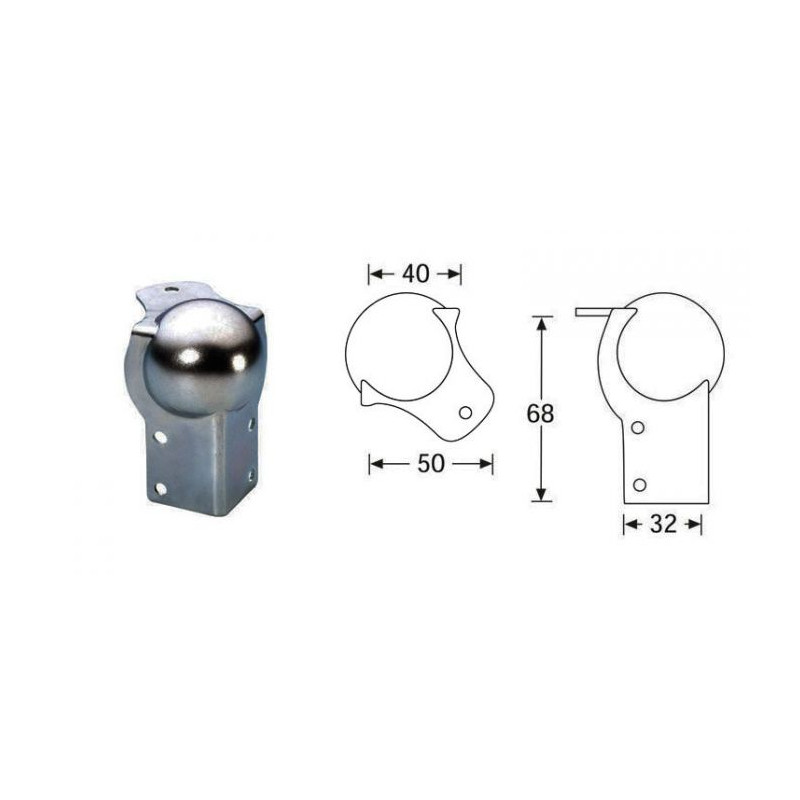 Coin à boule-renfort 68mm Coin à boule-renfort 68mm