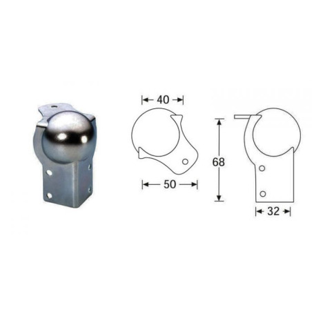Coin à boule-renfort 68mm