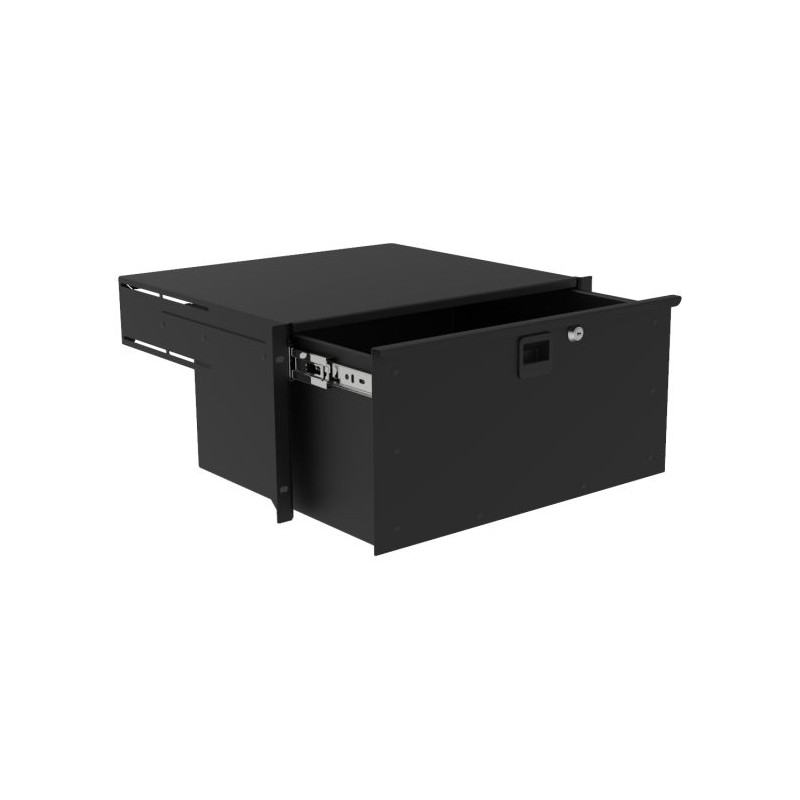 Tiroir 19' pouces 5U renforcé à clé Prof. 375mm avec passage de câble