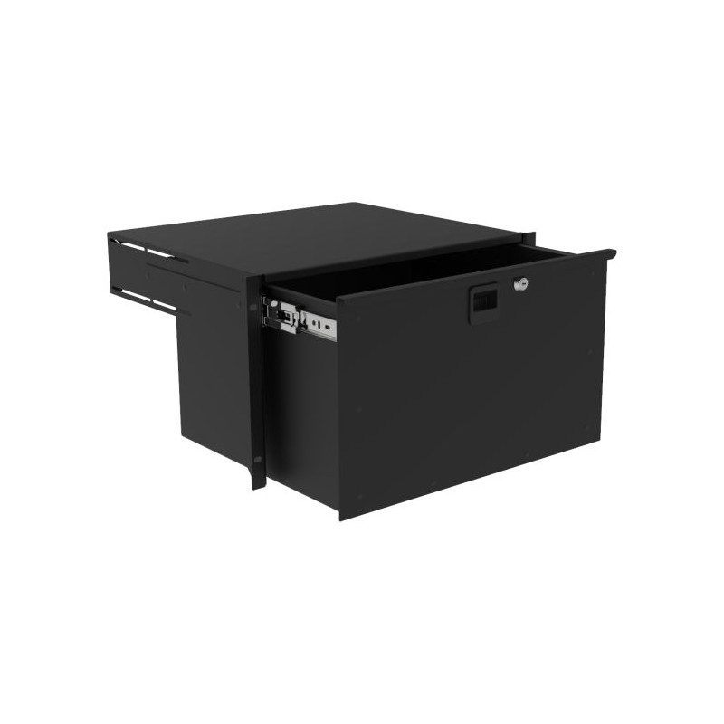 Tiroir 19' pouces 6U renforcé à clé Prof. 375mm avec passage de câble