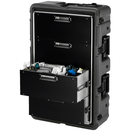 Caisse Médicale 4 tiroirs aluminium, noire