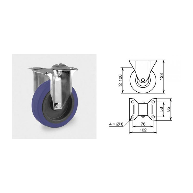 Roulette fixe diamètre 100mm