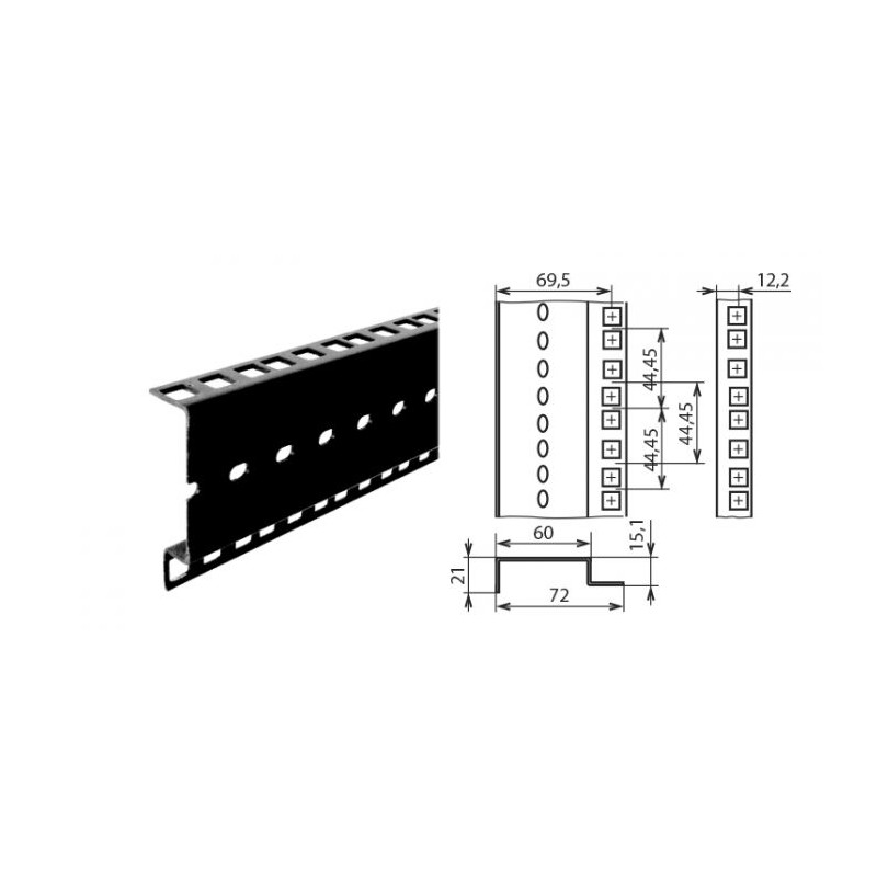 Profilé de rack double à trous carrés