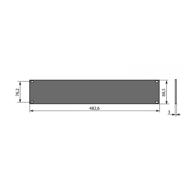 Panneau 19 pouces plat en aluminium 2U