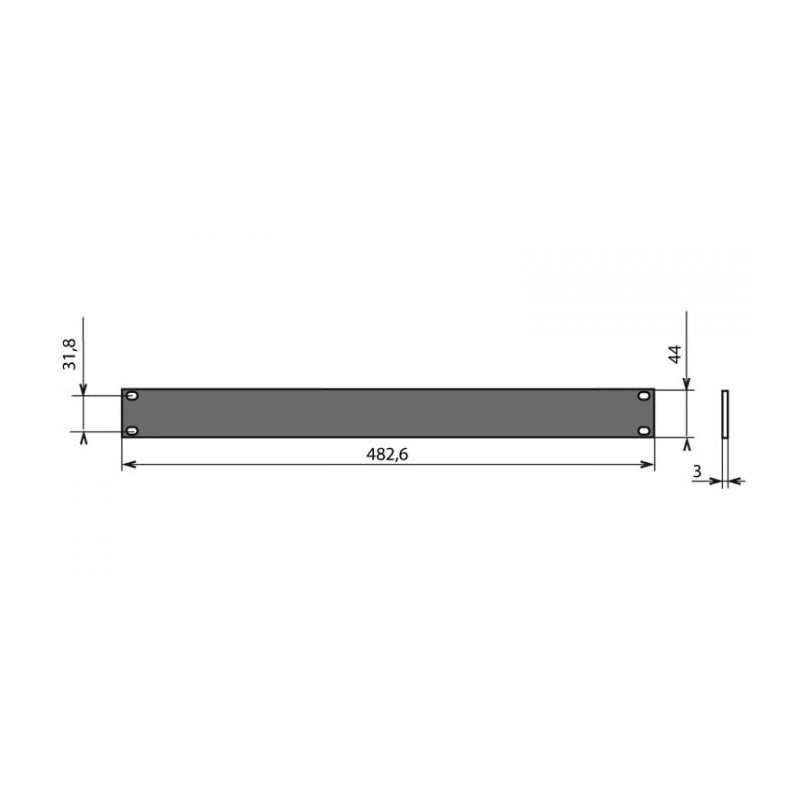 Panneau 19 pouces plat en aluminium 1U