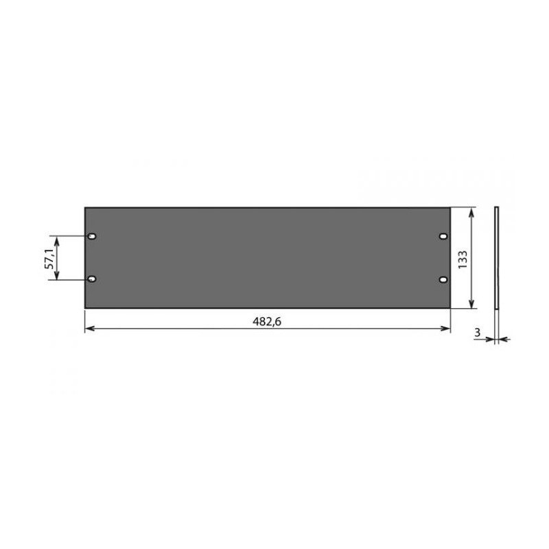 Panneau 19 pouces plat en aluminium 3U