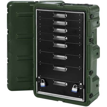 Caisse Médicale 8 tiroirs aluminium, verte